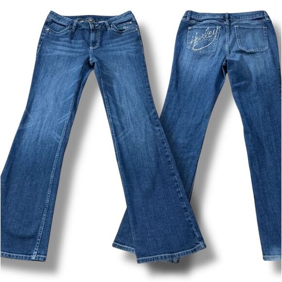 Vintage Harley-Davidson Medium Wash Bootcut Jeans Women’s Size 10 Long - Picture 1 of 10